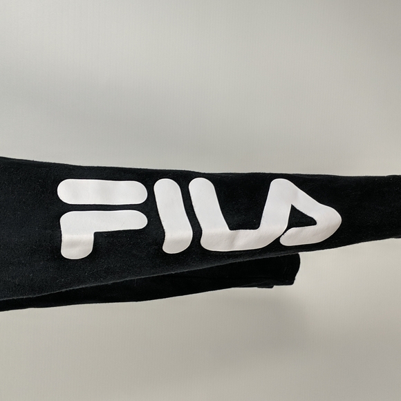Fila Womens Tights Size 8 Black White Logo Full Length Gym Running Athletic Wear - Picture 5 of 9